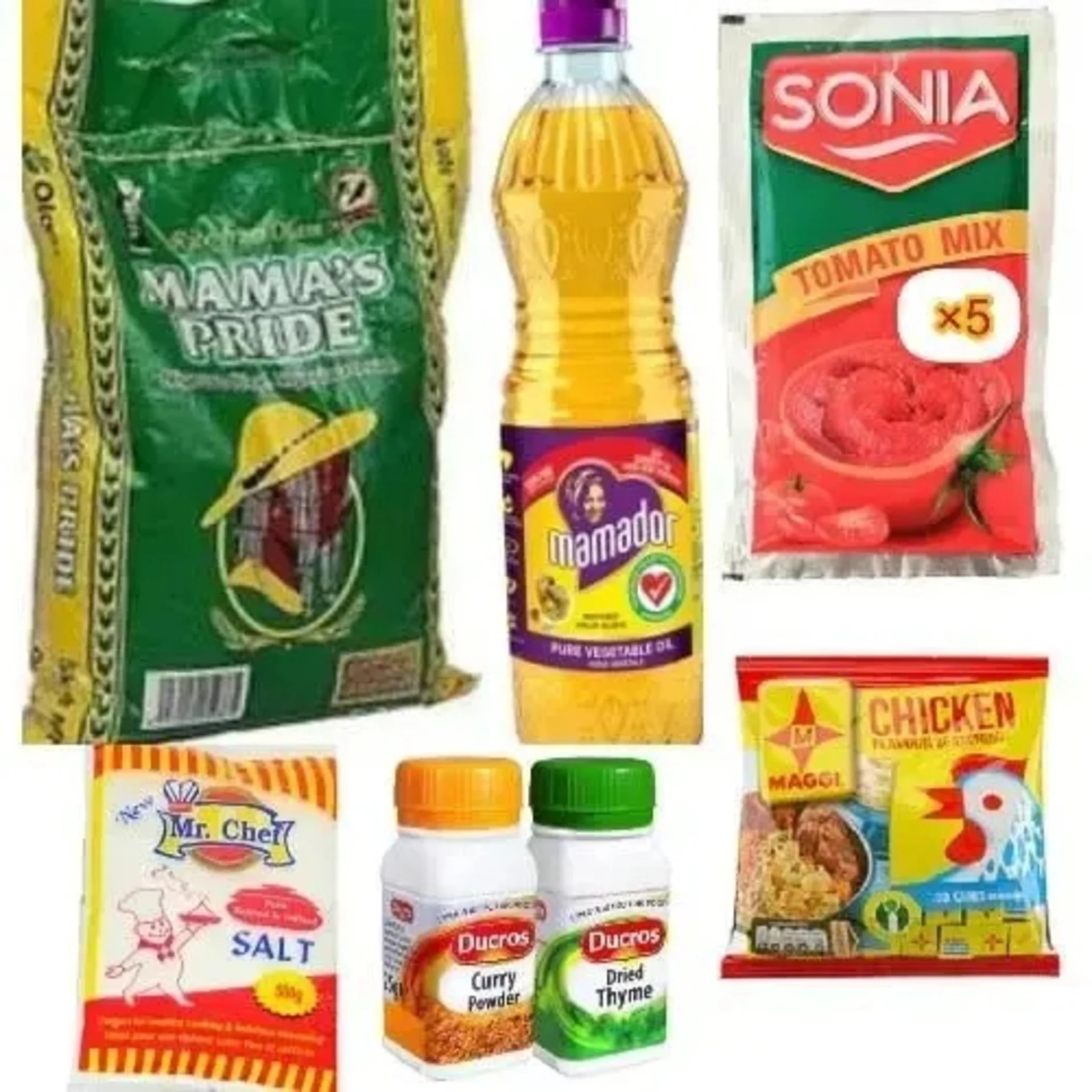 Cooking Staples like Maggi, Salt, Tin Tomatoes